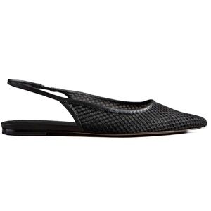 Anthropologie Black Leather Loafers with Textured Design